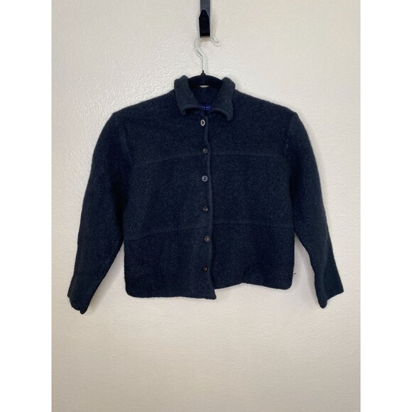 Karen Scott Womens Black 100% Wool Button-Up Long Sleeve Sweater XL Jacket - Picture 2 of 8